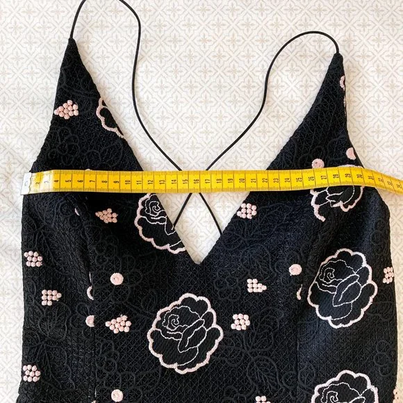 Topshop black mini dress with floral pattern - Size 10 - Picture 14 of 16